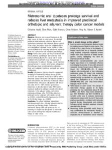 Metastasis / Oncology / Metastatic liver disease / Topotecan / Cancer research / Ovarian cancer / Medicine / Gynaecological cancer / Hepatology