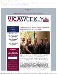 VICA WEEKLY: Sen. Ted Lieu Visits with VICA Members