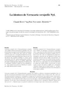 Bull. Soc. linn. Provence, t. 53, 2002 ISSN – Date de parution : La identeco de Verrucaria versipellis Nyl.