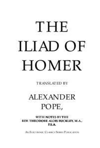 THE ILIAD OF HOMER TRANSLATED BY  ALEXANDER