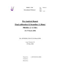 PROBA 2 - LYRA  Doc. Date:  Final calibration PTB-Bessy II