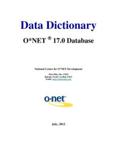 Occupations / Standard Occupational Classification System / Occupational Information Network / Metadata / Database / Database management systems / Information / Data