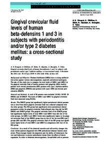 Gingival crevicular fluid levels of human betadefensins 1 and 3 in subjects with periodontitis andor type 2 diabetes mellitus: a crosssectional study