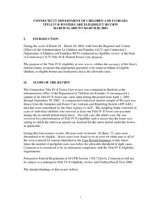 Connecticut Title IV-E Initial Primary Review (FY 2003)