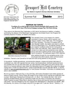 Prospect Hill Cemetery Spring Newsletter  201