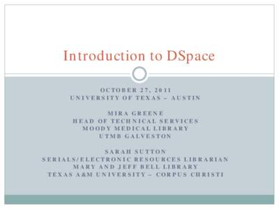 Intro to Dspace Project Session