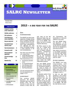 SALRC NEWSLETTER November 2013 Volume 2 Issue[removed] – A BIG YEAR FOR THE SALRC