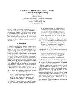 Goodearl and Aldred Versus Hughes Aircraft: A Whistle-Blowing Case Study Kevin W. Bowyer