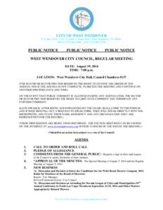 CITY OF WEST WENDOVER P.O. Box 2825 • 1111 N. Gene L. Jones Way • West Wendover, NV[removed]Office[removed]Fax[removed]PUBLIC NOTICE