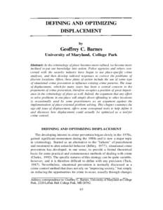 DEFINING AND OPTIMIZING DISPLACEMENT by Geoffrey C. Barnes University of Maryland, College Park