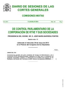 Diario de Sesiones de Comisiones Mixtas de Control Parlamentario de la Corporación de RTVE y sus Sociedades