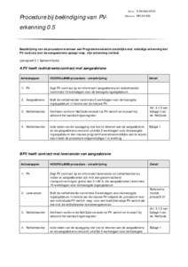 Datum  Procedure bij beëindiging van PV- Referentie