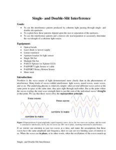 Single- and Double-Slit Interference Goals: To see the interference pattern produced by coherent light passing through single- and
