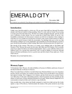 EMERALD CITY Issue 15 NovemberAn occasional ‘zine produced by Cheryl Morgan and available from her at 