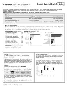 FUND FACTS  Counsel Balanced Portfolio Series I November 1, 2013