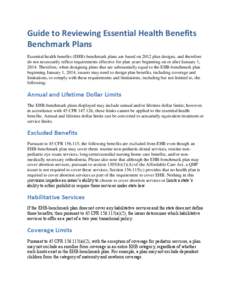 Guide to Reviewing Essential Health Benefits Benchmark Plans