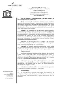 Ethics / Structure / UNESCO / Universal Declaration of Human Rights / United Nations Year for Tolerance / International observance / Vienna Declaration and Programme of Action / Human rights education / Human rights / International Day for Tolerance / United Nations