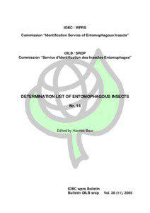 IOBC / WPRS Commission “Identification Service of Entomophagous Insects”