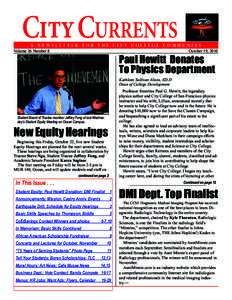 CityCURRENTS  A NEWSLETTER Volume 26 Number 8	  FOR THE CITY