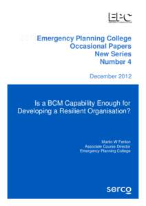 Emergency Planning College Occasional Papers New Series Number 4 December 2012