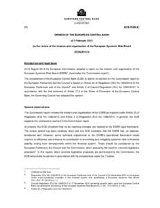 Microsoft Word - EN Opinion CON#2f2015#2f4 on the review of the mission and organisation of the European Systemic Risk Board_.d