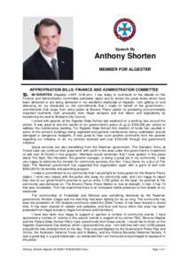 Hansard, 7 AugustSpeech By Anthony Shorten MEMBER FOR ALGESTER