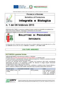 DIREZIONE GENERALE AGRICOLTURA, ECONOMIA ITTICA, ATTIVITÀ FAUNISTICO-VENATORIE  PROVINCIA DI RAVENNA Bollettino di Produzione