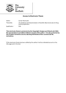 Access to Electronic Thesis Author: Suriani Shamsudin  Thesis title: