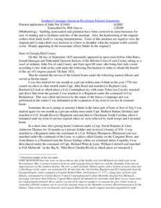 Southern Campaign American Revolution Pension Statements Pension application of John Nix S31683 fn28SC Transcribed by Will Graves[removed]Methodology: Spelling, punctuation and grammar have been corrected in some instan