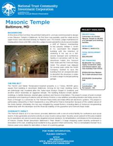 Masonic Temple Baltimore, MD Project Highlights  Background