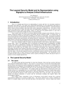 The Layered Security Model and its Representation using Bigraphs to Analyse Critical Infrastructure Clive Blackwell Information Security Group, Royal Holloway, University of London Egham, Surrey. TW20 0EX. United Kingdom