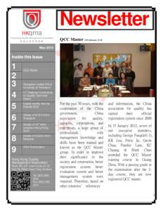 Newsletter QCC Master 2012-JanuaryMay 2012 Inside this Issue