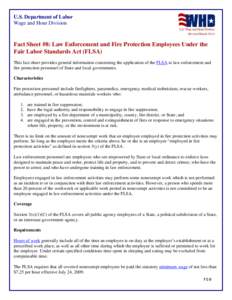 U.S. Department of Labor Wage and Hour Division (Revised March[removed]Fact Sheet #8: Law Enforcement and Fire Protection Employees Under the Fair Labor Standards Act (FLSA)