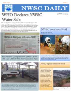 NWSC DAILY  ISSUE 13 WHO Declares NWSC Water Safe