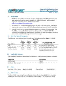 Board Rule Respecting Nanaimo Taxicab Rates March 31, 2013 I.
