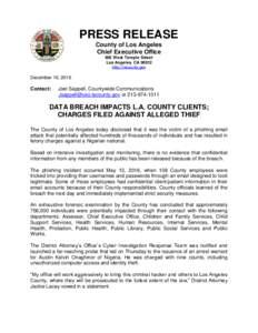 PRESS RELEASE County of Los Angeles Chief Executive Office 500 West Temple Street Los Angeles, CAhttp://lacounty.gov