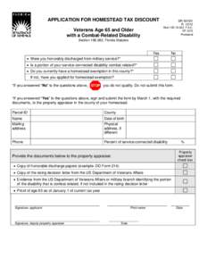 APPLICATION FOR HOMESTEAD TAX DISCOUNT  DR-501DV R[removed]Rule 12D[removed], F.A.C.