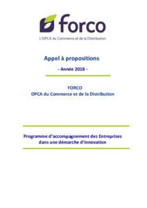 Appel à propositions - AnnéeFORCO OPCA du Commerce et de la Distribution