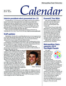 Calendar Metropolitan State University Jan. 17, 2014 Vol. 41 No. 45