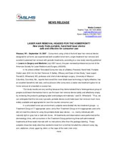 NEWS RELEASE Media Contact: Nadine Tosk, [removed]; [removed] Karen Sideris, [removed]; [removed]
