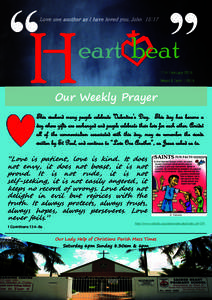 ‘‘Heart beat’’ Love one another as I have loved you. John 15:17 11th FebruaryWeek 3 Term