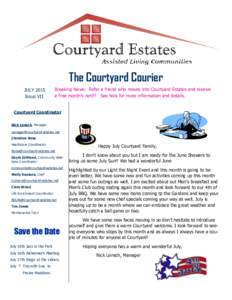 At Hawthorne Crossing  The Courtyard Courier JULY 2015 Issue VII