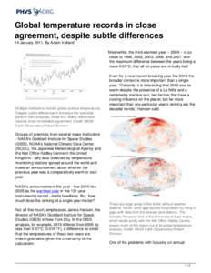 Global temperature records in close agreement, despite subtle differences