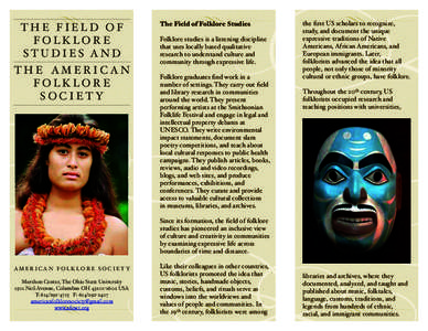 THE FIELD OF FOLKLORE STUDIES AND THE AMERICAN FOLKLORE SOCIETY