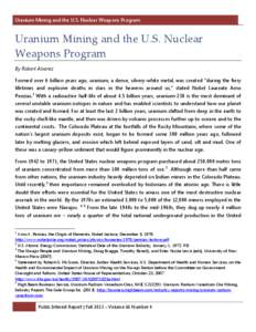 Uranium Mining and the U.S. Nuclear Weapons Program