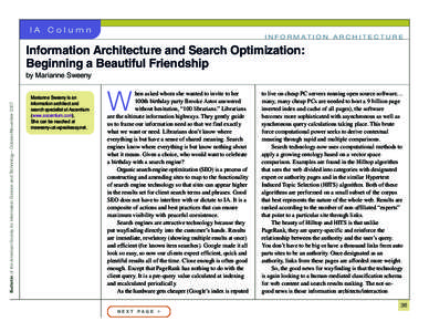 IA  Column INFORMATION ARCHITECTURE  Information Architecture and Search Optimization: