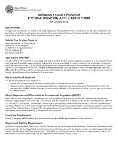 State of Illinois Illinois Department of Public Health SWIMMING FACILITY PROGRAM  PREQUALIFICATION APPLICATION FORM