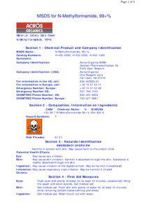 Page 1 of 4  MSDS for N-Methylformamide, 99+%