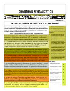 DOWNTOWN REVITALIZATION January 2011 TRI-MUNICIPALITY PROJECT—A SUCCESS STORY! The Ontario Ministry of Agriculture, Food & Rural Affairs has invested heavily in Downtown Revitalization as an Economic Development Tool f