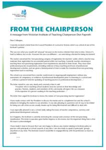 VIT - Message from the chairperson